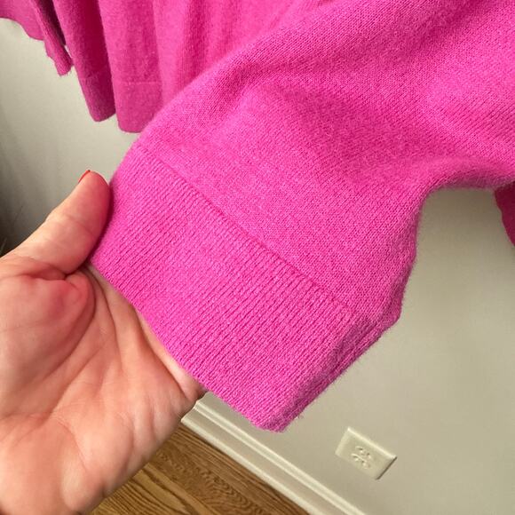 Talbots 1X Plus Sz Bright Pink Lambswool Blend Sweater Poet Sleeve Button Detail - Picture 7 of 8